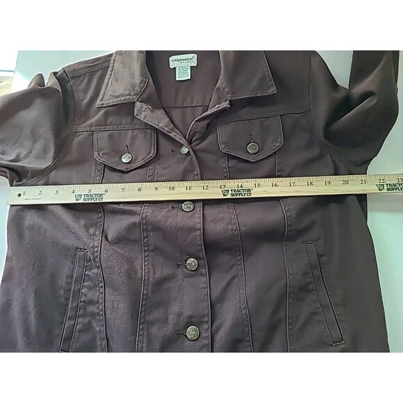Bridgewater Studio Vintage Denim Jacket Womens 14WP Brown Trucker Pockets - Picture 6 of 10